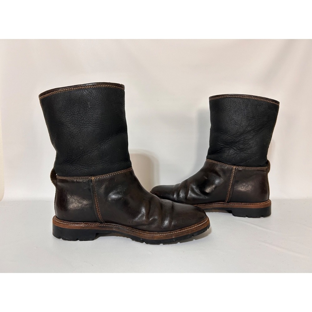 Vintage Manuela Pollini Shearling Boots Men Made Italy 42 USA Size 9 Vibram - Picture 2 of 11